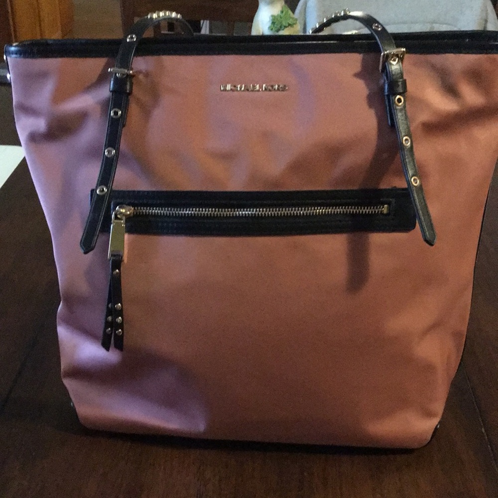 MICHAEL KORS Pink Tote with Black Trim